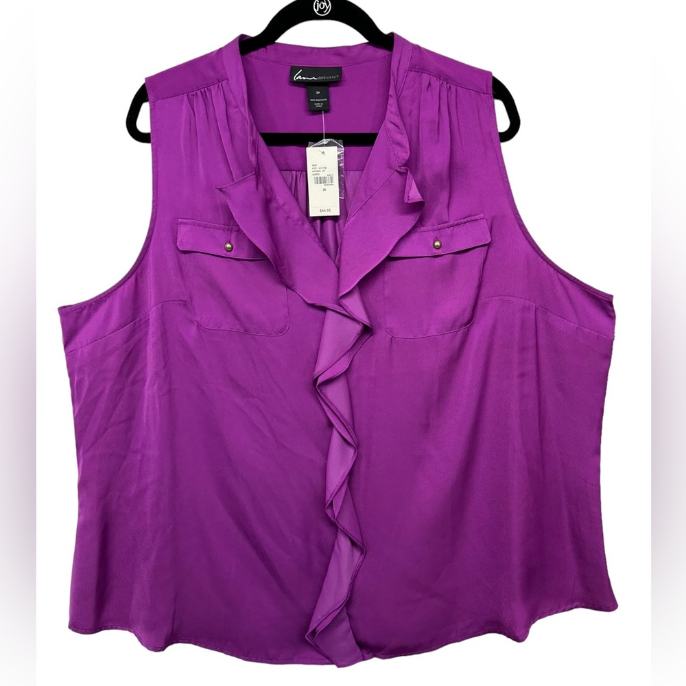 LANE BRYANT Top plus Sz 24 Button Down Sleeveless Lightweight colorful - Picture 1 of 10